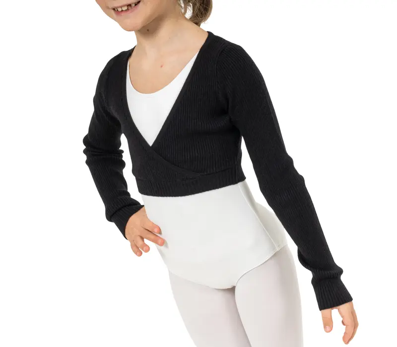 Bloch Fix Wrap Sweater, dívčí baletní top na zahřátí - Černá