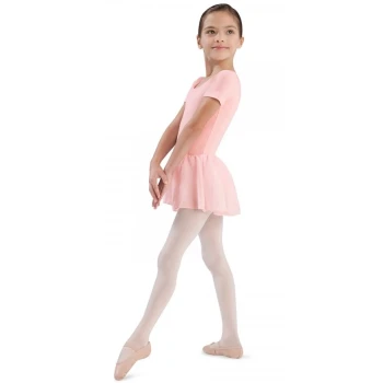 Bloch Tiffany, dětský dres s krátkým rukávem a se sukýnkou - Růžová - light pink