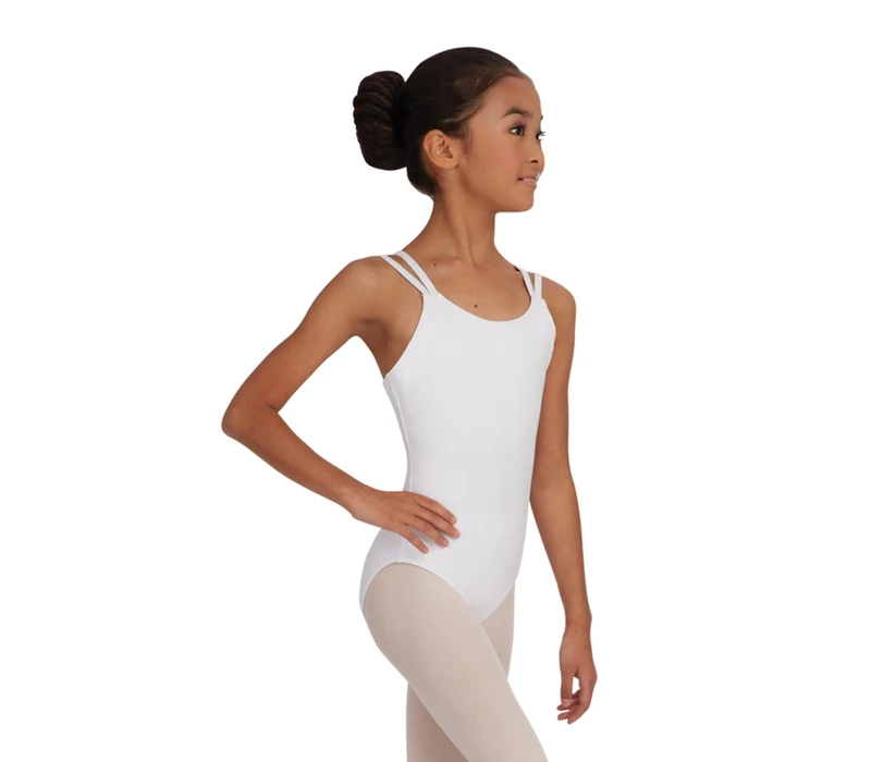 Capezio Double Strap Camisole Leotard CC123, baletní dres - Bílá