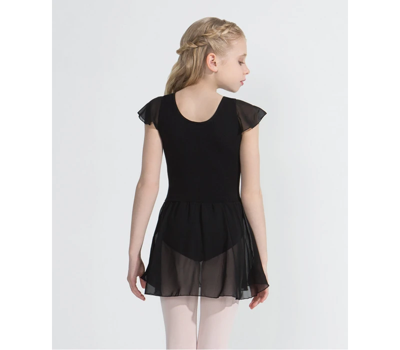 Capezio flutter sleeve dress, dres se sukní - Černá