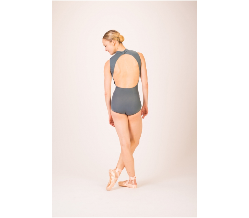 Capezio Polo neck leotard, baletní dres - Šedá sušená šalvěj Capezio