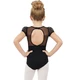 Capezio puff sleeve keyhole back leotards, dětský dres - Černá