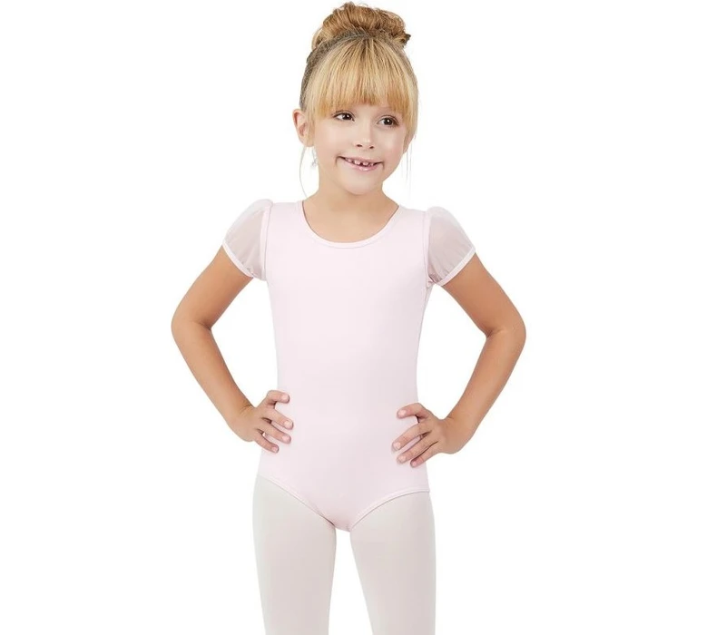 Capezio puff sleeve keyhole back leotards, dětský dres - Růžová Capezio