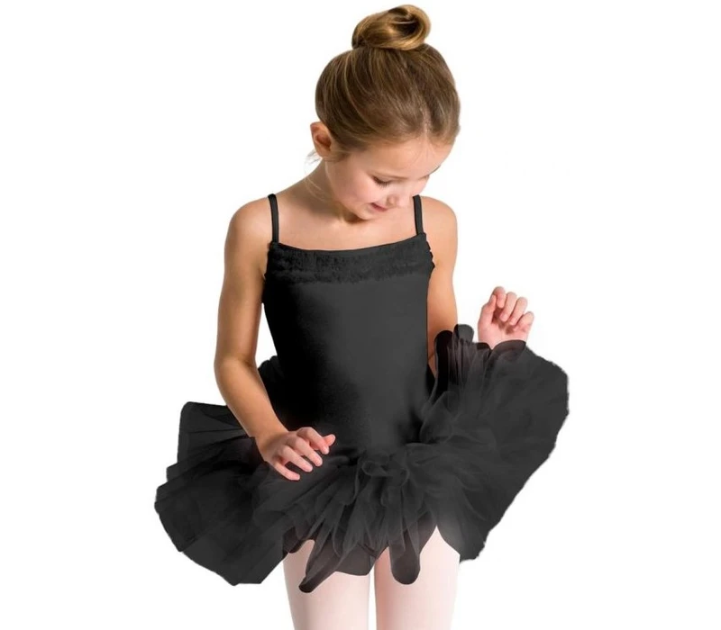 Capezio Ruffle Yoke, dětský dres s tutu sukýnkou - Černá