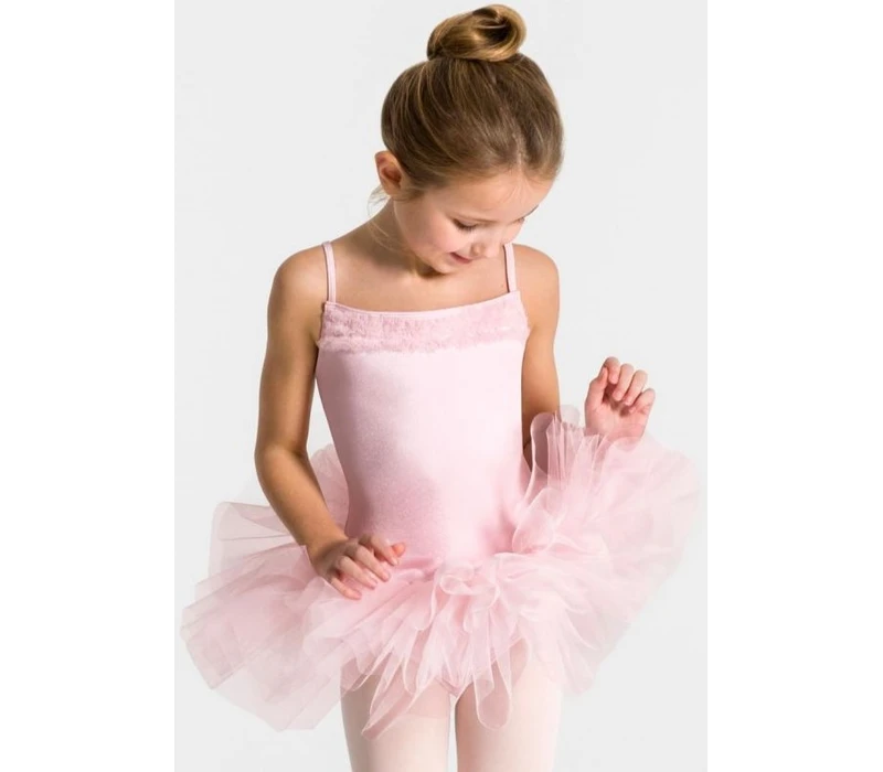 Capezio Ruffle Yoke, dětský dres s tutu sukýnkou - Růžová Capezio