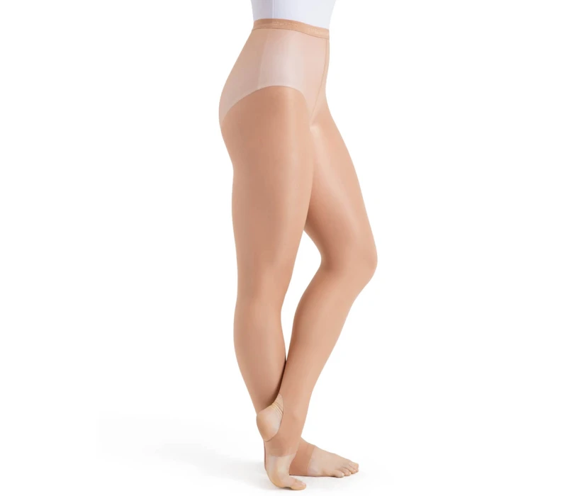 Capezio ultra shimmery, lesklé třmenové punčocháče - Light toast Capezio
