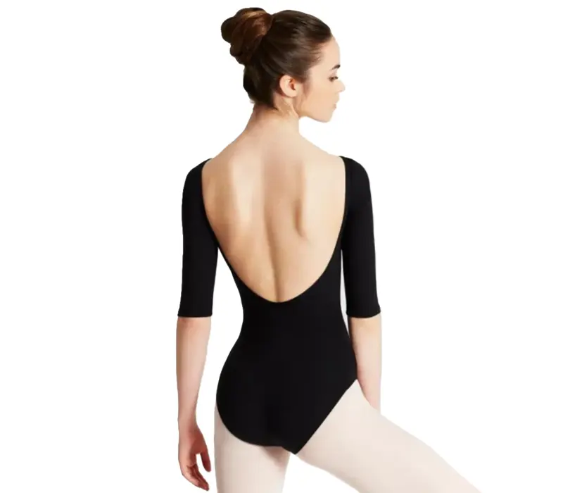 Capezio boatneck 3/4 sleeve Leotard, baletní dres - Černá